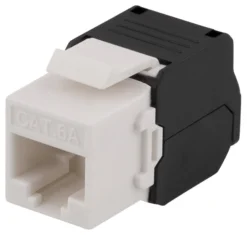 DELTACO Cat6A Keystone jack, toolless clamp termination, plastic, hvid
