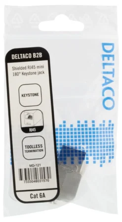 DELTACO Cat6A shielded Keystone jack, toolless clamp termination, plas
