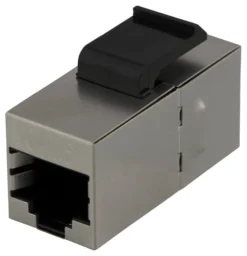 DELTACO Cat6 Keystone coupler, shielded, 2xRJ45, plastic, 180, metal