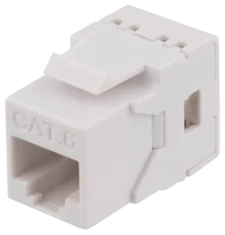 DELTACO Cat6 Keystone jack, LSA/110 termination, plastic, 180, hvid