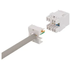 DELTACO Cat6 Keystone jack, LSA/110 termination, plastic, 180, hvid