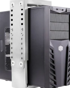 DELTACO computerholder i stål til montering under bord/væg, sølv