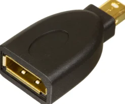 DELTACO DisplayPort-adapter, Mini DisplayPort 20-pin han til DisplayPort 20-pin hun, med lyd, 0,2 meter, sort, understøtter 3840x2160 30Hz