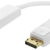 DELTACO DisplayPort han til HDMI hun adapter, 4K 60Hz, 0.2 m, hvid