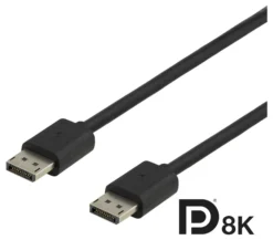 DELTACO DisplayPort kabel, DP 1.4, 7680x4320 i 60Hz, 1,5m, sort