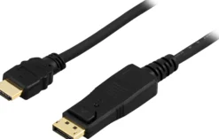 DELTACO DisplayPort til HDMI monitorkabel med lyd, han - han, 0,5m[