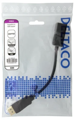 DELTACO DisplayPort til HDMI-adapter, 4K 60Hz, 0.2 m, Sort