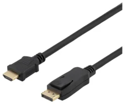 DELTACO DP - HDMI kabel, 10m, 3840x2160 at 30Hz, 10.8Gb/s, sort