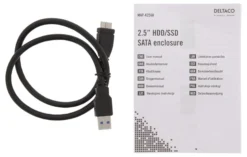 DELTACO ekstern harddisk kabinet, USB 3.0, skydedør, 2,5 