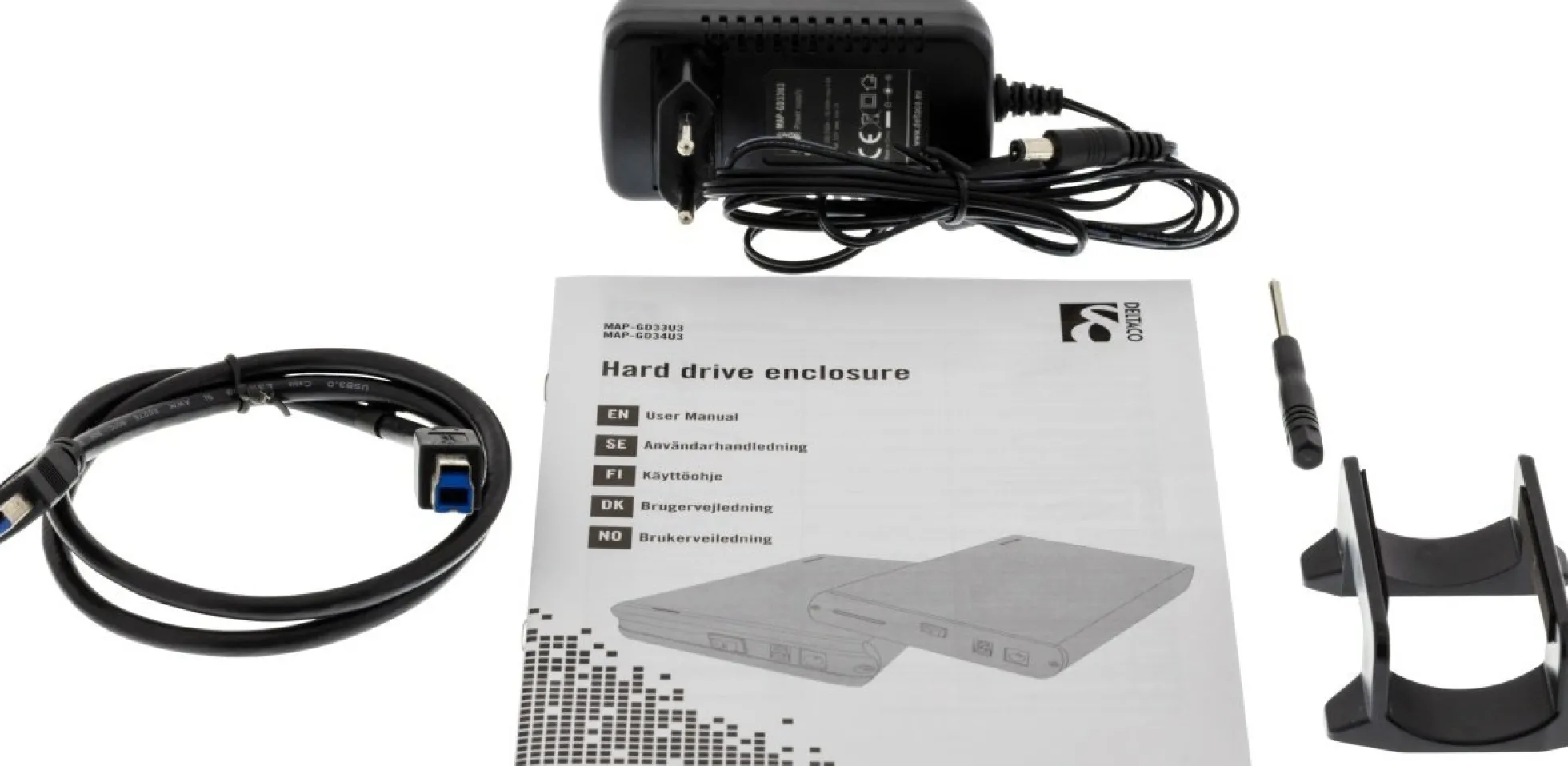DELTACO eksternt kabinet til 1x3,5" SATA-harddisk, SATA 6Gb/s,