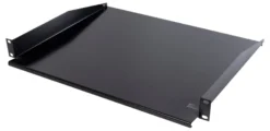DELTACO, 19" fast hylde, 1U, 381mm dyb, maks. 8kg, sort