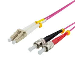 DELTACO Fiber cable, 2m, LC-ST Duplex, 50/125, pink