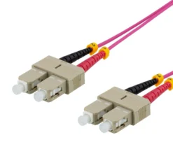 DELTACO Fiber cable, 1m, SC-SC Duplex, 50/125, pink