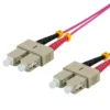 DELTACO Fiber cable, 2m, SC-SC Duplex, 50/125, pink