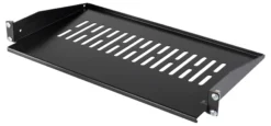DELTACO 19" Fixed shelf, 1U, SPCC, hylde til rackskab, sort
