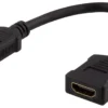 DELTACO Flexible HDMI adapter, 0,2m, HDMI M/F, UHD, sort