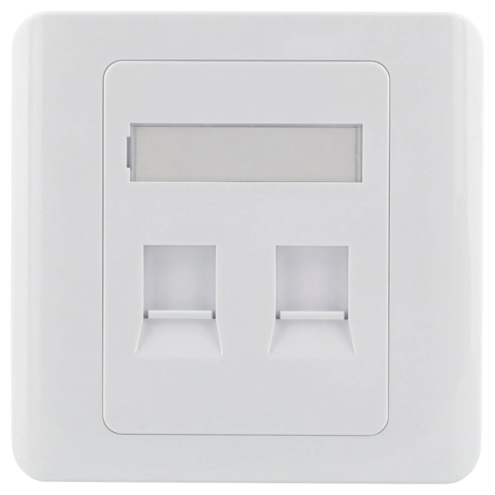 DELTACO flush mount for Keystone, 2 ports, dust hatch, hvid