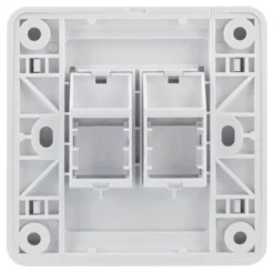DELTACO flush mount for Keystone, 2 ports, dust hatch, hvid