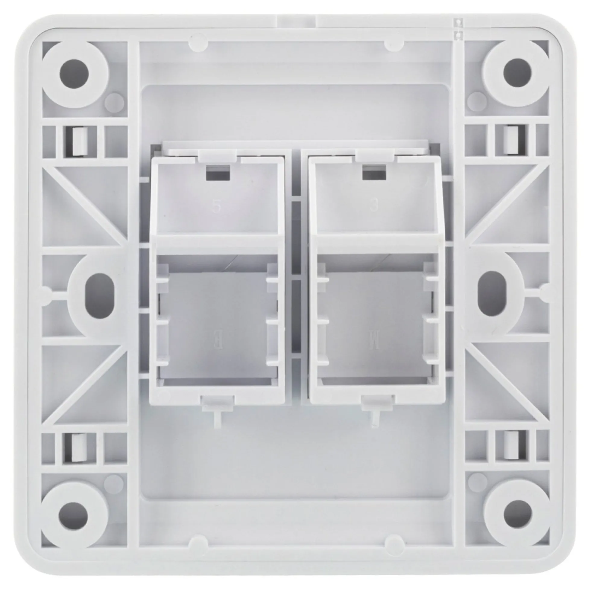 DELTACO flush mount for Keystone, 2 ports, dust hatch, hvid