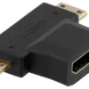 DELTACO HDMI adapter, HDMI FM to mini HDMI M and micro HDMI M