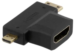 DELTACO HDMI adapter, HDMI FM to mini HDMI M and micro HDMI M
