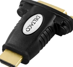 DELTACO HDMI-adapter, HDMI 19-pin han til DVI-D hun, guldpletteret stik