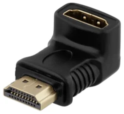 DELTACO HDMI adapter, 19-pin han-hun, angled, sort