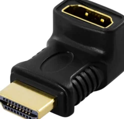 DELTACO HDMI-adapter, 19-pin han til hun, vinklet, guldpletteret stik
