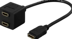DELTACO HDMI-adapter, 1xHDMI hun til 2xHDMI hun, 19-pin