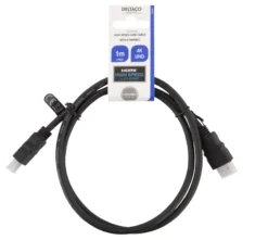 DELTACO HDMI cable FSC, HDMI High Speed w/Ethernet, CCS, 1,0m, sort