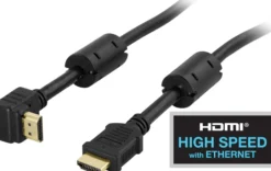 DELTACO HDMI kabel, HDMI High Speed med Ethernet, vinklet HDMI Type A