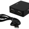 DELTACO HDMI splitter, 1x HDMI in, 2x HDMI out, 6,75 Gbit/s, sort