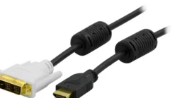 DELTACO HDMI til DVI kabel, 19-pin-DVI- D Single Link, 3m, sort/hvid