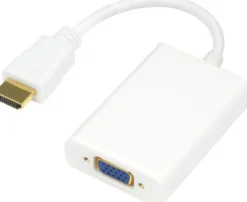 DELTACO HDMI til VGA adapter, 19-pin han - 15-pin hun, 0.2m, hvid