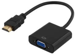 DELTACO HDMI til VGA adapter, 19-pin han - 15-pin hun, 0.2m, sort