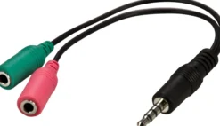 DELTACO headsetadapter til smartphone, tilslutter normalt headset til en iPhone