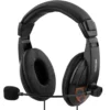 DELTACO headset, lukket, volumenkontrol på kablet, 2x3,5mm, 2m kabel,