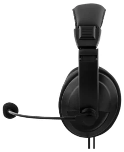 DELTACO headset, lukket, volumenkontrol på kablet, 2x3,5mm, 2m kabel,
