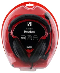 DELTACO Headset, 40mm element, 1x4-pin 3.5mm connector, sort