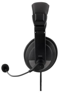 DELTACO Headset, 40mm element, 1x4-pin 3.5mm connector, sort