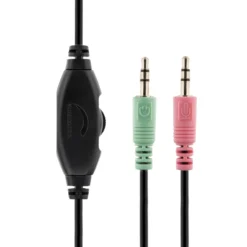 DELTACO headset, volumenkontrol på kablet, 2 x 3,5 mm, 2,5 m kabel