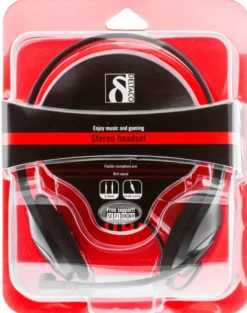 DELTACO headset, volumenkontrol på kablet, 2 x 3,5 mm, 2,5 m kabel