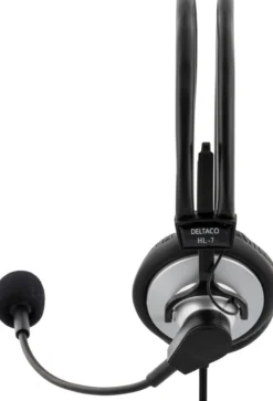 DELTACO headset, volumenkontrol på kablet, 2x3,5mm, 2m kabel,