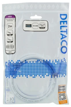 DELTACO High-Speed Premium HDMI kabel, 2m, Ethernet, 4K UHD, hvid