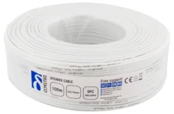 DELTACO Højtalerkabel, 2x0,75mm, hvid, rulle, 100m