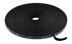 DELTACO Hook and loop fastener cable ties, width 10mm, 25m, sort