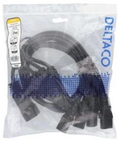 DELTACO IEC C20 to 5x IEC C13 Power cable, 2m, 16A/250V, Y-Splitter, sort