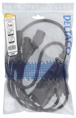 DELTACO IEC C20 to 5x IEC C13 Power cable, 1m, 16A/250V, Y-Splitter, sort