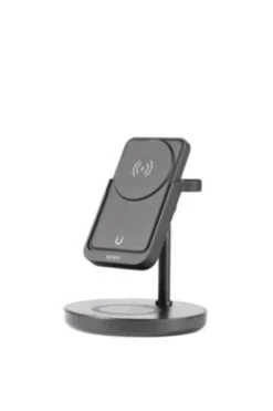 DELTACO 3-i-1 magnetisk trådløs oplader, aftagelig powerbank, 5000 mAh