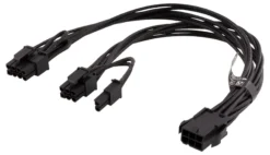 DELTACO Internal PCIe power cable, 6-pin to 2x 8-pin, 0,3m, sort